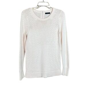 J. Crew Pink Back Zip Long Sleeve Crew Neck Cotton Sweater Women's Size Small